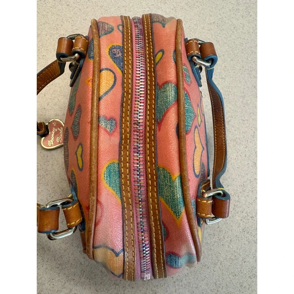 Dooney & Bourke Heart Print Mini Barrel Satchel Y2K Pink Bag - Picture 8 of 10